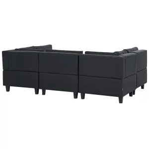 5-Seater Modular Fabric Sofa with Ottoman Black UNSTAD