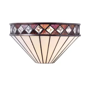 Luminosa Fargo 1 Light Indoor Wall Uplighter Dark Bronze with Tiffany Glass, E27