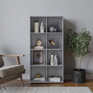 URBNLIVING 120cm Height Grey 8-Cube Shelving Unit - Tall