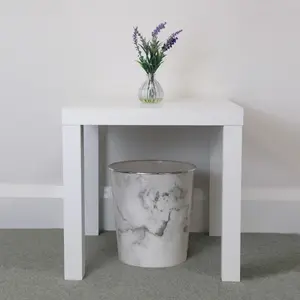 9L Waste Paper Bin Grey Marble Effect Desk Bedside Bathroom Waste Rubbish Bin