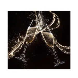 Toughened 6mm Glass Kitchen Splashback 70 x 65cm Champagne Flute Splash Polished Heat Resistant Back Splash for Cookers Hob