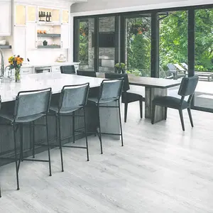 White Modern Wood Effect Anti-Slip Vinyl Flooring for Home, Shops, Offices, 4.0mm Thick Vinyl Sheet-2m(6'6") X 3m(9'9")-6m²