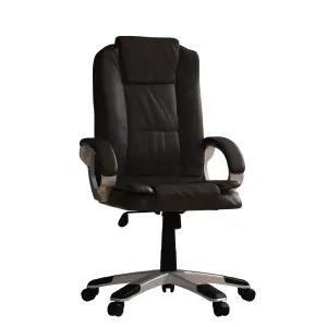 Vida Designs Charlton Brown Executive Office Computer Chair Adjustable Swivel PU Faux-Leather