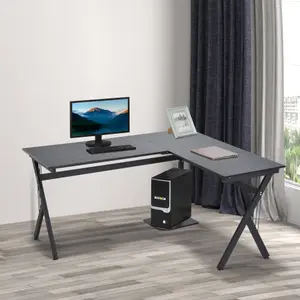 HOMCOM L-Shaped Corner Computer Desk Laptop Workstation PC Table Home Office