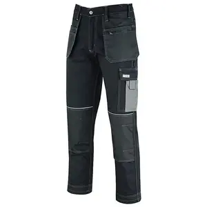 MS9 Mens Cargo Work Trousers Pants Jeans with Multi Pockets S5, Black - 42W/32L