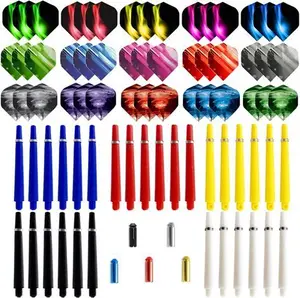 BIPY 75Pack Dart Nylon Stems And 2D Flights Set In 2BA Medium Nylon Shafts Colourful Flights And O Rings Professional Dart Accessories Kit Plasic