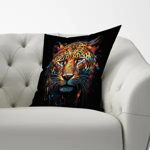 Splashart Leopard Face Cushions 60cm x 60cm