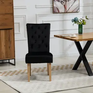 Pienza Velvet Dining Chairs - Set of 2 - Black