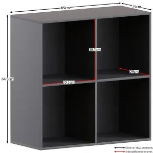 Vida Designs Durham Black 2x2 Cube Storage Unit & Set of 2 Black Foldable Cube Storage Baskets