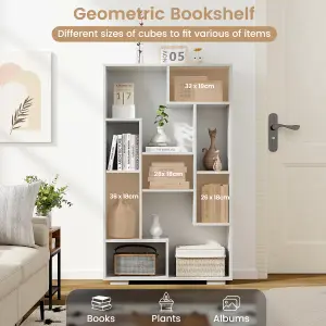 Costway 120cm Tall Bookshelf Modern Geometric Bookcase Book Storage Organizer