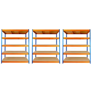 3 Bays of 5 Tier ULTRA HEAVY DUTY Storage Racking 1800h x 1500w x 600d mm 350kg