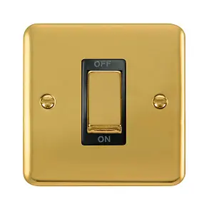 Curved Polished Brass 1 Gang Ingot Size 45A Switch - Black Trim - SE Home