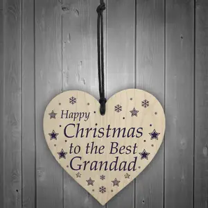 Novelty Grandad Christmas Gift Wood Heart Grandparent Gift From Grandchildren