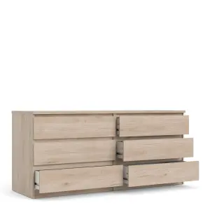 Naia Wide Chest of 6 Drawers (3+3) in Jackson Hickory Oak