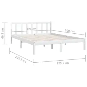 Berkfield Bed Frame White Solid Pinewood 120x200 cm