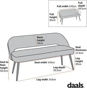 Oakley Orange Velvet Upholstered 3 Seater Dining Bench With Contrast Piping - Dining Room Chairs - Dining Table Chairs - Daals - Dining Chairs