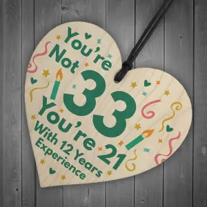 Red Ocean Funny Birthday Gifts For Women Novelty 33rd Birthday Gift For Men Wooden Heart Sign Funny Birthday Card