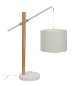 ValueLights Adrianna Wooden Hanging Table Lamp with White Drum Lamp Shade