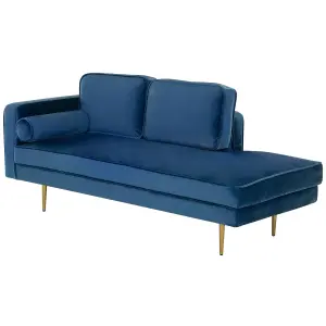 Left Hand Velvet Chaise Lounge Navy Blue MIRAMAS