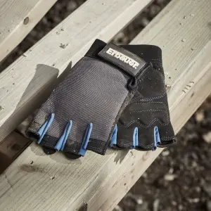 Erbauer Synthetic Grey & Blue Fingerless Specialist handling gloves, Large