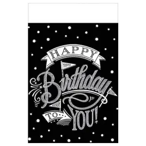 Amscan Happy Birthday To You Plastic Party Table Cover Black/White (One Size)