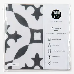 Quadrostyle Stella Wall Tile and Furniture Vinyl Stickers 15cm(L) 15cm(W) pack of 6