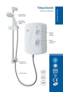 Triton Enrich White Electric Shower, 8.5kW