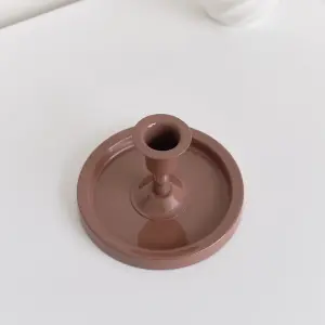 Melody Maison Terracotta Pink Round Candlestick Holder - 7cm