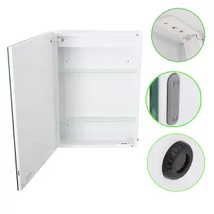 Wall-mounted LED Mirror Single Door Storage Cabinet with Sensor 70 x 50cm