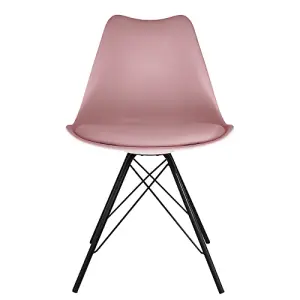 Soho Blush Pink Plastic Dining Chair with Black Metal Legs