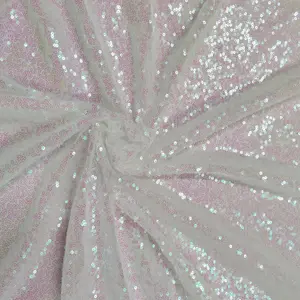 4ft x 7ft Sequin Backdrop Photography Background Shiny Fabric Glitter Curtain Backdrop, Iridescent White