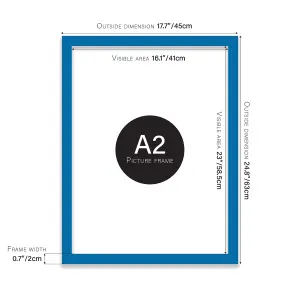 A2 Blue Picture Frame Fits A2 (42 x 59.4cm - 16.5 x 23.4in) Poster, Photo, Artwork, or Print.