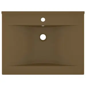 Berkfield Luxury Basin with Faucet Hole Matt Cream 60x46 cm Ceramic