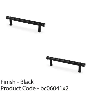 2 PACK - Bamboo T Bar Pull Handle - Matt Black 128mm Centres SOLID BRASS Drawer Door