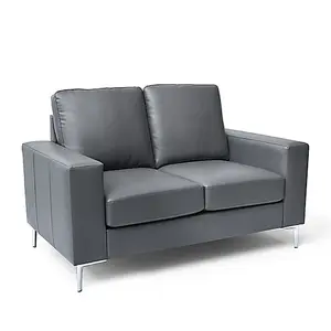 Baltic Faux Leather 2 Seater Sofa In Dark Grey