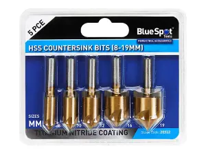 BlueSpot Tools HSS Titanium Countersink Bit Set, 5 Piece