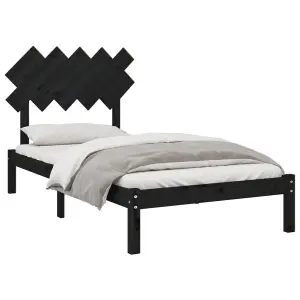 Berkfield Bed Frame Black 100x200 cm Solid Wood