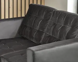 Furniturebox Jenna 2 Seater Dark Grey Velvet Sofa With Solid Wood Frame