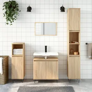 Berkfield Bathroom Cabinet Sonoma Oak 58x33x60 cm Engineered Wood