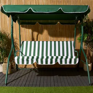 3 Seater Swing Bench Garden Furniture Set Outdoor Canopy Patio Sofa, Green