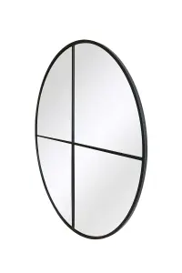 MirrorOutlet The Fenestra Black Extra Large Circular Window Metal Wall and Leaner Mirror 200cm x 200cm