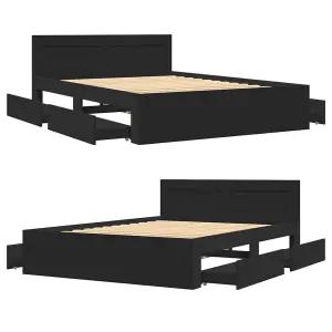 Berkfield Bed Frame with Headboard without Mattress Black 140x200 cm