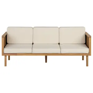 Garden Sofa BARATTI Acacia Wood Light Wood 3 Seater