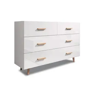 Katelin 4 Drawer 125Cm W Solid Wood Chest Of Drawers White Matte/White Gloss