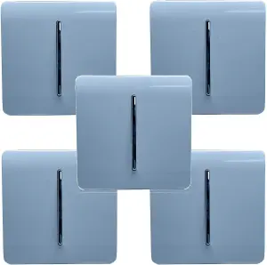 Trendi Modern 1 Gang 1 or 2 way Screwless Rocker Light Switch in Sky Blue (Pack of 5)