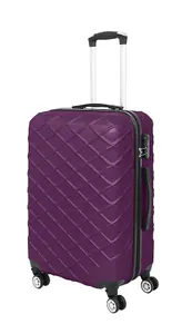 LUGGIT 3 Pcs Travel Lightweight Trolley Luggage Suitcase Set of 3 Sizes, ABS Shell - Quilted Purplish Red