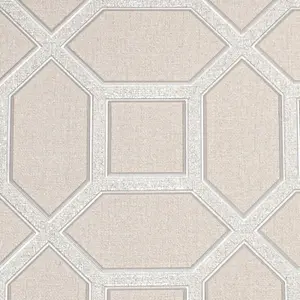 Geometric Taupe Beige Grey Glitter Textured Heavy Vinyl Premium Wallpaper Thick