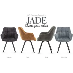 Set of 2 Jade Dining Chair Soft Quilted Design Matte Black Metal Legs Kitchen - Charcoal