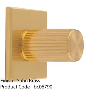 Reeded Cylinder Cabinet Door Knob & Matching Backplate - Satin Brass 40 x 40mm