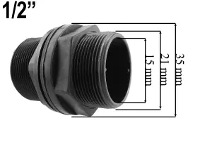 1/2" bsp threaded water butt/rain barrel/tank outlet adaptor/connector with universal garden hose fitting